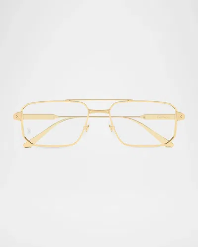 Cartier Men & Apos;s Ct0654o Santos Classic Titanium Square Optical Glasses In Gold