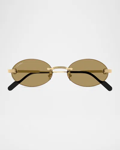 Cartier Eyewear Ct0615s Oval Metal Frame Sunglasses In Red