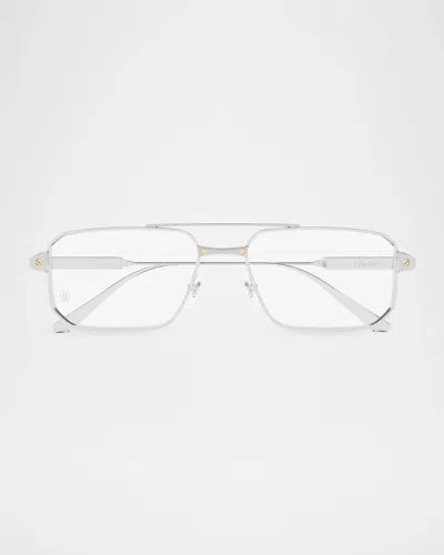 Cartier Men & Apos;s Santos De  Ct0654o Square Titanium Optical Glasses In Silver