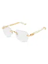 Cartier Men's C Decor 24k-gold-plated Rimless Rectangular Optical Glasses