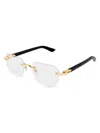 Cartier 54mm Rectangular Optical Glasses In Black