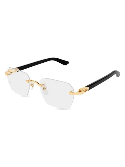 CARTIER MEN'S C DECOR 24K-GOLD-PLATED RIMLESS RECTANGULAR OPTICAL GLASSES