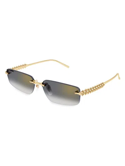 Cartier Men's Clash De  58mm Rectangular Sunglasses In Gold