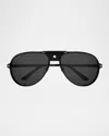 Cartier 61mm Pilot Sunglasses In Black