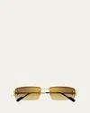 Cartier Men's Rimless Metal Rectangle Sunglasses In Smooth Golden Finish