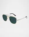 Cartier 56mm Polarized Panthos Sunglasses In Brushed Golden Platinum Finish