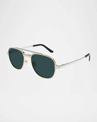 CARTIER MEN'S CT0477SM METAL AVIATOR SUNGLASSES