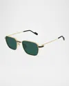 Cartier Men's Ct0497sm Metal Rectangle Sunglasses In Smooth Platinum Finish