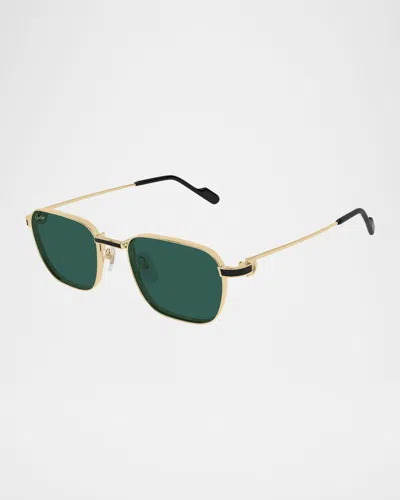Cartier Men's Ct0497sm Metal Rectangle Sunglasses In Smooth Platinum Finish