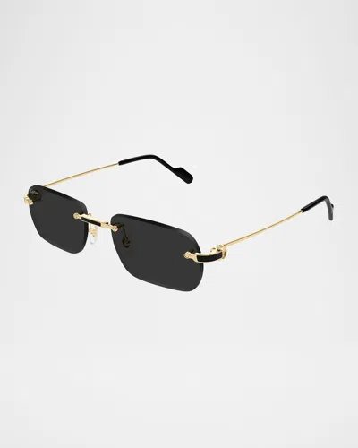 Cartier Men's Nylon And Metal Oval Sunglasses In Gold