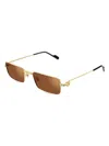 Cartier Men's Ct0501s 54mm Rectangular Sunglasses In Gold