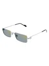 Cartier Men's Ct0501s 54mm Rectangular Sunglasses In Silver