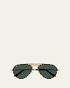 Cartier Santos Brushed Pilot Frame Sunglasses In Brushed Gold And Platinum