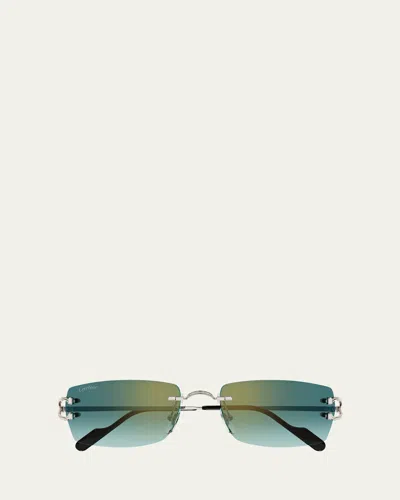 CARTIER MEN'S CT0550S METAL RECTANGLE SUNGLASSES