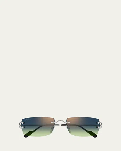 Cartier Men's Ct0550s-008 Metal Rectangle Sunglasses In Purple