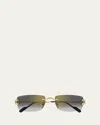 Cartier Men's Ct0550sm Metal Rectangle Sunglasses In Gold