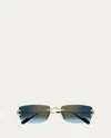 Cartier Rectangular Frame Sunglasses In Smooth Golden Finish