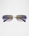 Cartier Ct0271s 006 Sunglasses In Smooth Platinum Finish