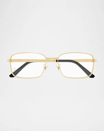 Cartier Men's Ct0555oa Titanium Rectangle Optical Frames In Gold
