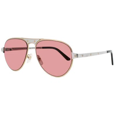 Cartier Men's Gold Tone Rectangular Sunglasses Ct0533s004 In ["gold Tone"]