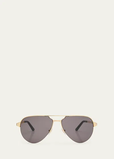 Cartier Men's Santos Evolution 60mm 24k Gold-plated Navigator Sunglasses