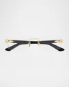 Cartier Men's Metal C-hinge Rectangle Optical Frames In Gold