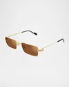 Cartier Men's Metal Rectangle Sunglasses In Brown