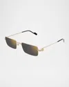 Cartier Rectangular Frame Sunglasses In Silver