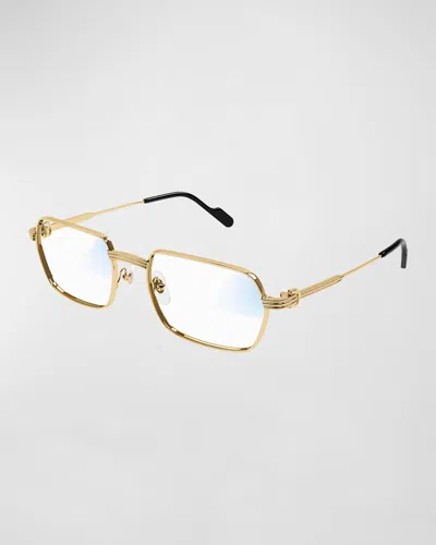 Cartier Men's Metal Rectangle Transition Sunglasses In Gold Clear