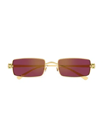 Cartier Men's Panthère Classic Ct0473s 54mm Rectangular Sunglasses In Gold