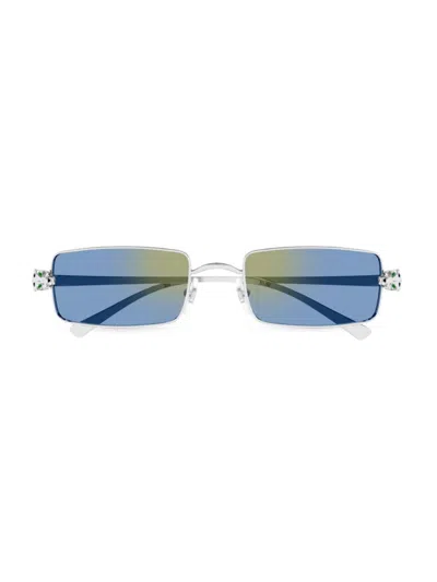Cartier Men's Panthère Classic Ct0473s 54mm Rectangular Sunglasses In Blue