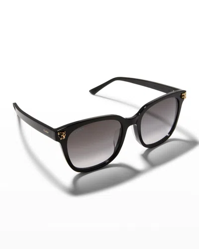 Cartier Men's Panthére Square Acetate Sunglasses In Black