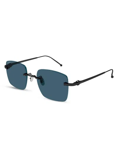 Cartier Men's Pasha De  52mm Rimless Squared Sunglasses In Blue