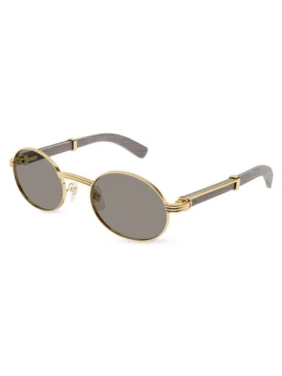 Cartier Men's Première De  53mm 24k-gold-plated Oval Sunglasses In Gray
