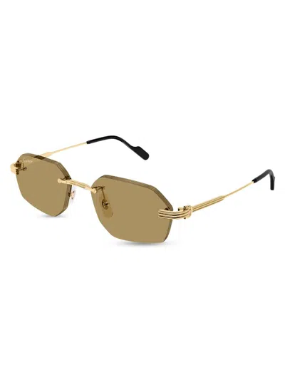 Cartier Men's Première De  54mm 24k-gold-plated Rimless Geometric Sunglasses