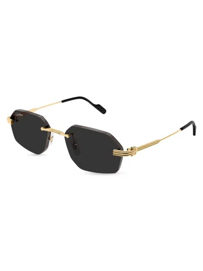 Cartier Men's Première De  54mm 24k-gold-plated Rimless Geometric Sunglasses In Multi