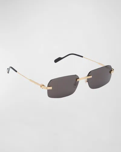Cartier Core Range 58mm Rectangular Sunglasses In Gold