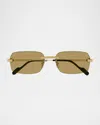Cartier Men's Rimless Rectangle Metal Sunglasses In Green