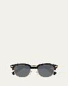 Cartier Men's Round Two-tone Sunglasses In Black Colour Smooth Golden Finish