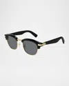 Cartier Men's Round Two-tone Sunglasses In Black Colour Smooth Golden Finish