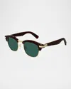 Cartier Men's Round Two-tone Sunglasses In Dark Tortoiseshell Smooth Golden