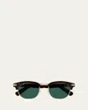 Cartier Men's Round Two-tone Sunglasses In Dark Tortoiseshell Smooth Golden