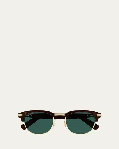 CARTIER MEN'S ROUND TWO-TONE SUNGLASSES