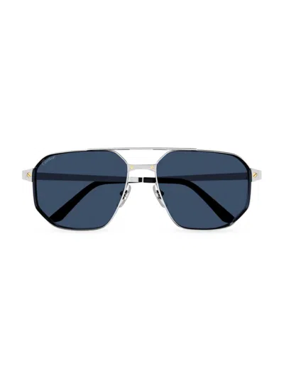 Cartier Men's Santos Classic 60mm Navigator Sunglasses In Blue