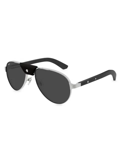 Cartier Men's Ct0495sm Metal Aviator Sunglasses In Black