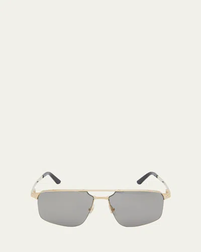 Cartier Men's Square Rimless Metal Sunglasses In Gold