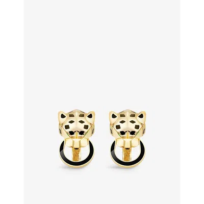 Cartier Mens 18k Yellow Gold Panthère De  18ct Yellow-gold And Lacquer Cufflinks