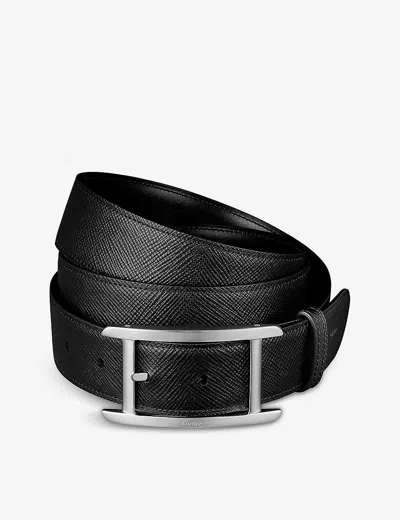 Cartier Womens Black Tank De Reversible Leather Belt