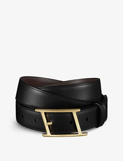 Cartier Mens Black/brown Tank Asymétrique Slanted-buckle Leather Belt