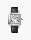 Cartier Mens Steel Crwssa0044 Santos-dumont Extra-large Stainless-steel And Leather Mechanical Watch In Steel